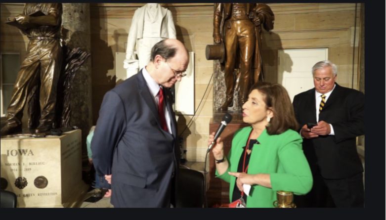 California Rep. Brad Sherman, D, interviewed by Ellen Ratner while Ed Butowsky waits in the background