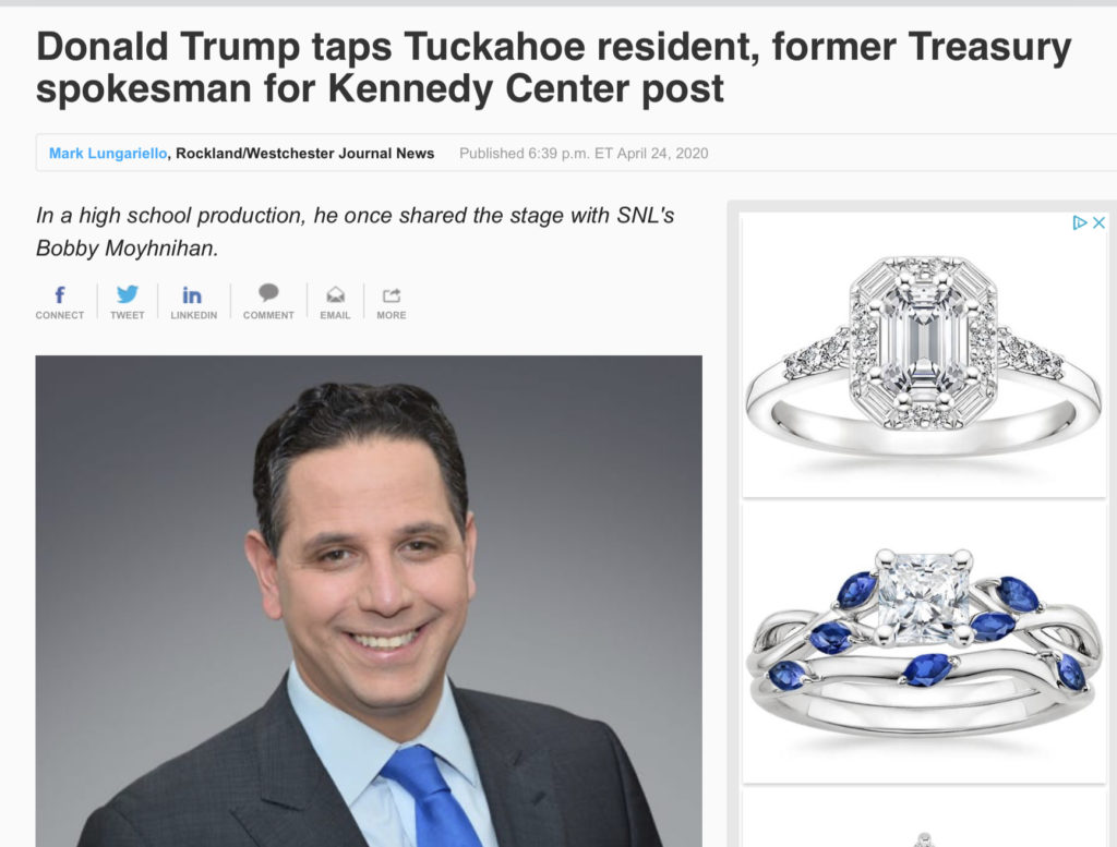President Donald Trump has a new role in his administration for Tuckahoe resident Tony Sayegh, Jr., a former anti-impeachment strategist in the White House.